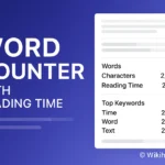 Screenshot of an online word counter with reading time and keyword density statistics by Wikihubs24